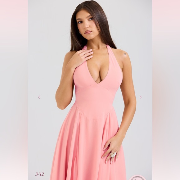 House of CB Dresses & Skirts - House of CB “Solada” Peach Georgette Halter Sundress